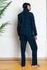 flannel blackwatch tartan pajamas on model from back