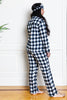 flannel buffalo check pajamas on model from back