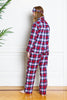 flannel red tartan pajamas on model from back