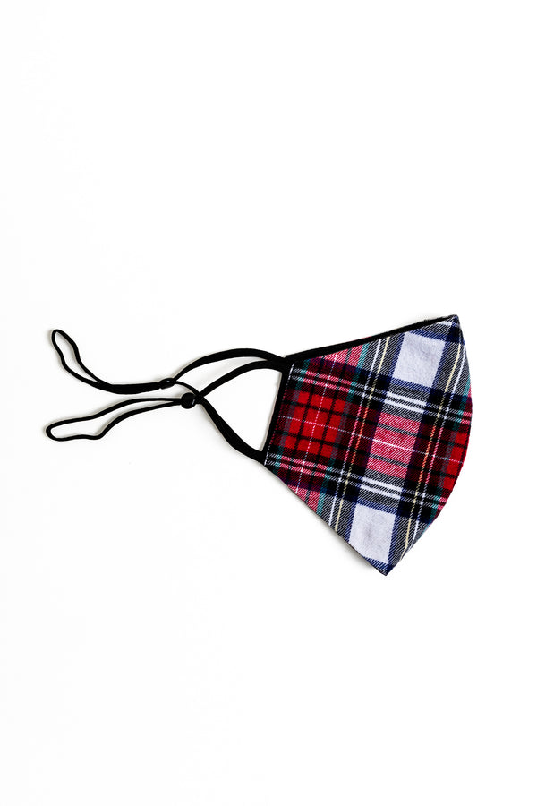 red tartan face mask