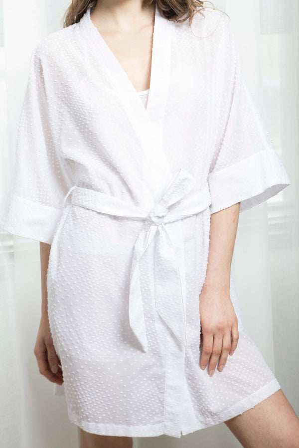 EMMA COTTON ROBE - WHITE