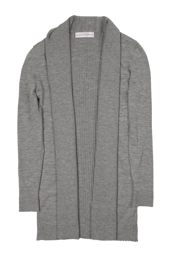 LAUREN LONG SILK & CASHMERE CARDIGAN - GREY