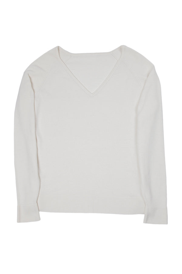 SILK & CASHMERE V-NECK PULLOVER - IVORY